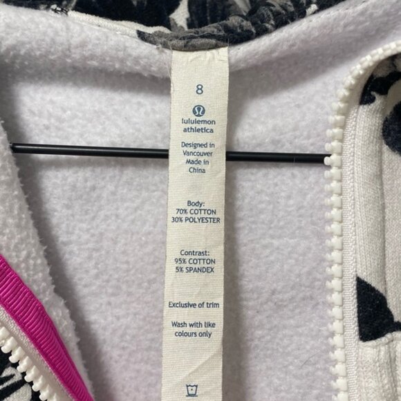 Lululemon Scuba Hoodie White & Black Size 8 with Thumbholes - Picture 9 of 9